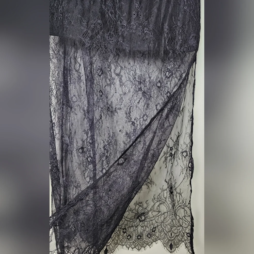 Lulus NWT Sensational Flirt Black Sheer Lace One-shoulder Maxi Dress - Small NWT